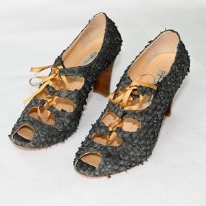 Gwendolyn Carrie Leather Lace Up Heels